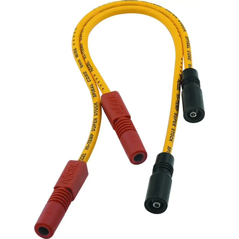Yellow spiral core wire set with red and black boots for high-temp spark plug wires