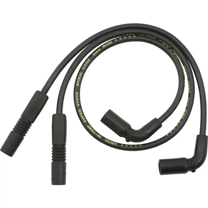 Black Accel Super Stock 8mm spiral core wire set for high-performance spark plugs