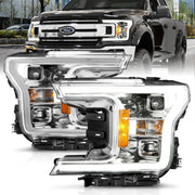 ANZO 111399 ANZO 18-19 Ford F-150 Projector Headlights w/Plank Style Switchback Chrome w/Amber