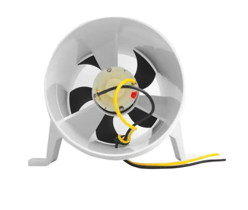 White duct fan with black blades for Attwood Marine marine bilge blower system
