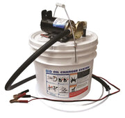 Portable electric oil changer system with pump hoses and battery clips for Jabsco Porta-Quick oil