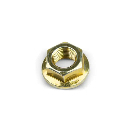 Gold-colored flanged hex nut jack mounting for reliable nut jack installation