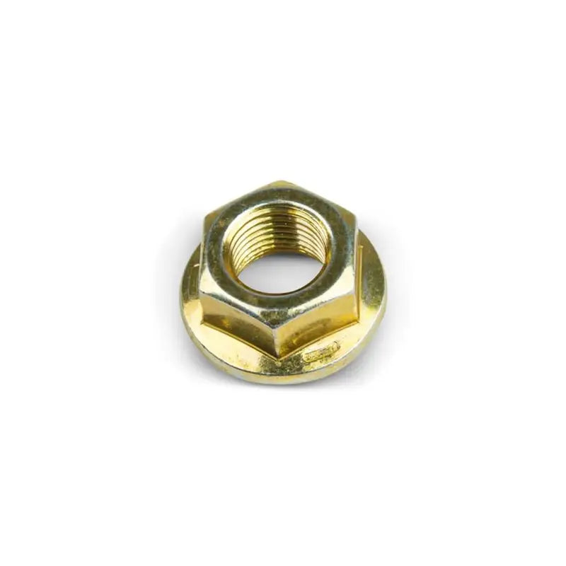 Gold-colored flanged hex nut jack mounting for reliable nut jack installation