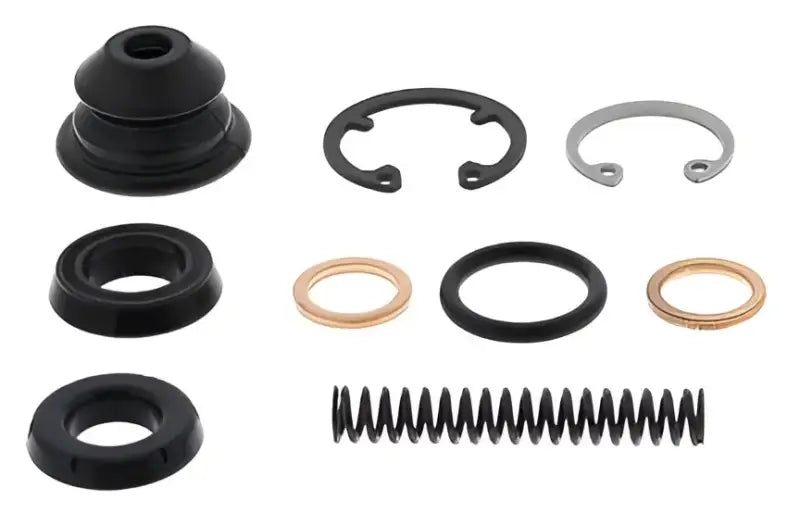 Motorcycle brake master cylinder rebuild kit components for cylinder rebuild and maintenance