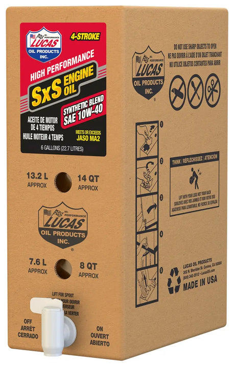 LUCAS Sxs Semi Synthetic Engine Oil 10w40 6 Gal Bib for Powersports