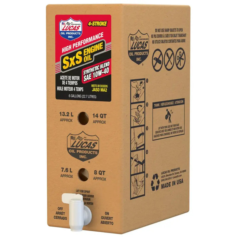 LUCAS Sxs Semi Synthetic Engine Oil 10w40 6 Gal Bib for Powersports