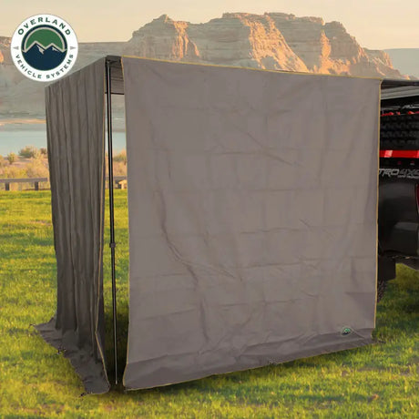 Gray camping privacy shelter for Overland VCL Nomadic Awning Wall 2.0 setup