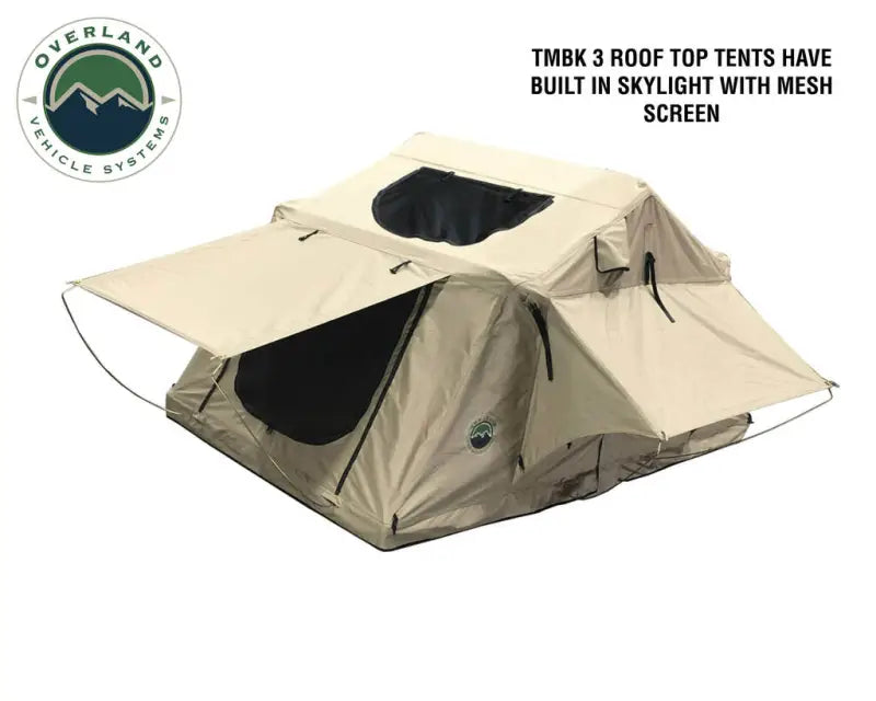 18119933 Overland Vcl Tmbk 3 Roof Top Tent - Tan Base Wit; durable and spacious, ideal for RV, automotive, powersports, off-road, marine, exterior, truck accessories, interior, truck bed, rv parts, AVADA - Best Sellers, Must Haves