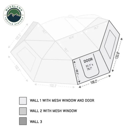 18129910 Overland Vcl Nomadic Awning 270 - Side Wall 1 Wi - Extension Panel
