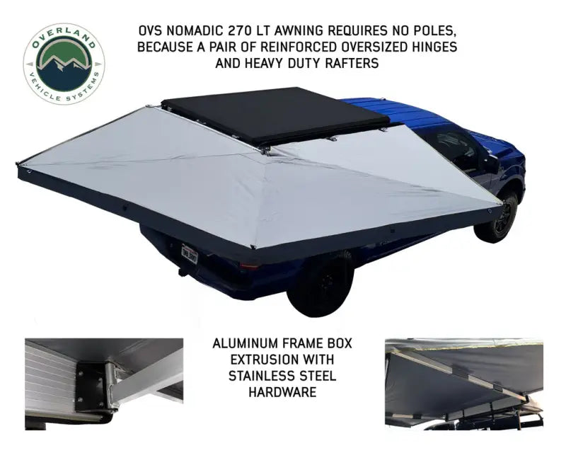 Truck awning with aluminum frame for 18379909 Overland VCL Nomadic 270 LT Passenger Awning