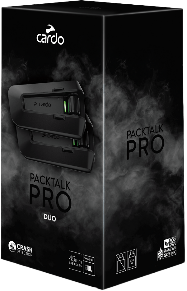 Cardo Packtalk Pro Duo Black Motorcycle Helmet Communication System 2 Pack PTP00101