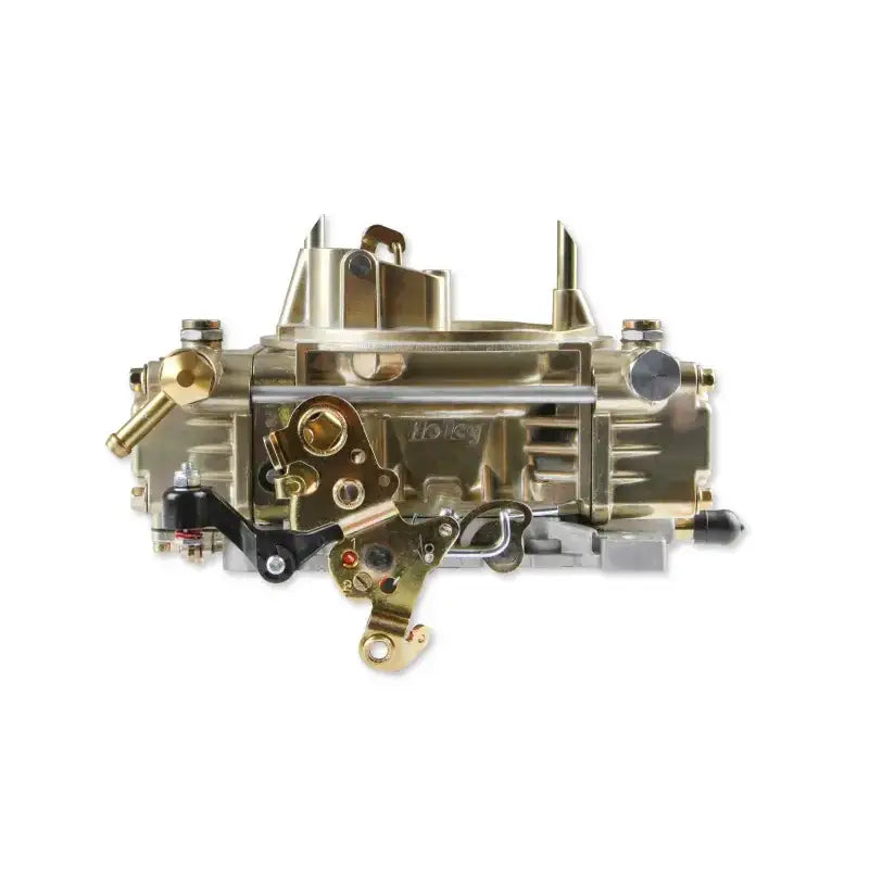 Gold-colored Holley carburetor with fuel inlet for mildly modified vehicles in product 0-1848-2