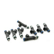 Fuel injectors with blue accents from Deatschwerks matched set 88 lb/hr for best performance