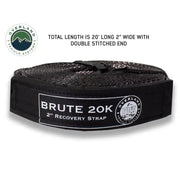 Overland Vehicle Systems 20' Brute 20K 2'' Recovery Strap - 19-5969 Overland Vehicle Recovery Kit with 30,000 lb Tow Straps for heavy-duty off-road vehicle recovery.