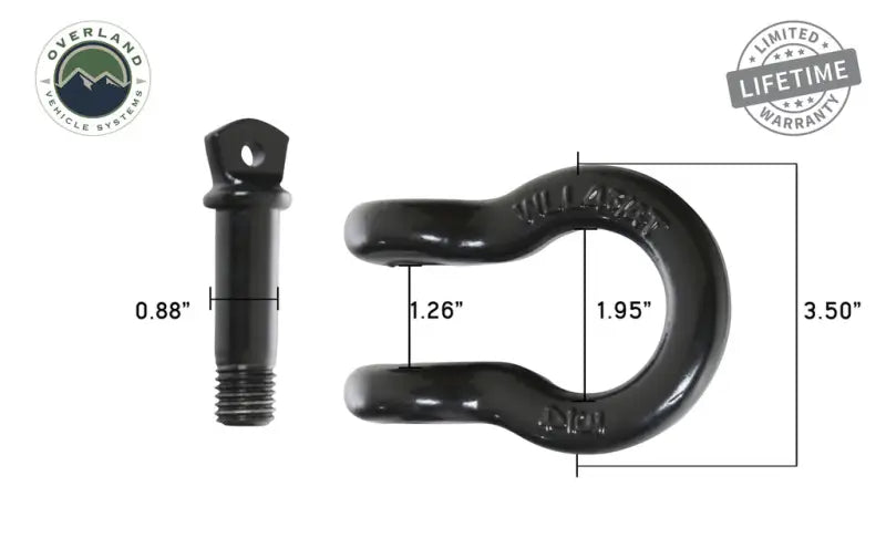 19010201 Overland Vcl Recovery Shackle D-Ring 3/4’ 4.75 T