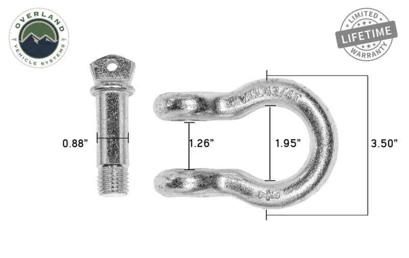 19010205 Overland Vcl Recovery Shackle D-Ring 3/4’ 4.75 T