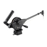 Cannon Downrigger Uni-Troll 10 STX with 24-53' telescoping boom, designed for precision trolling, sturdy build, and easy cable deployment/retrieval.