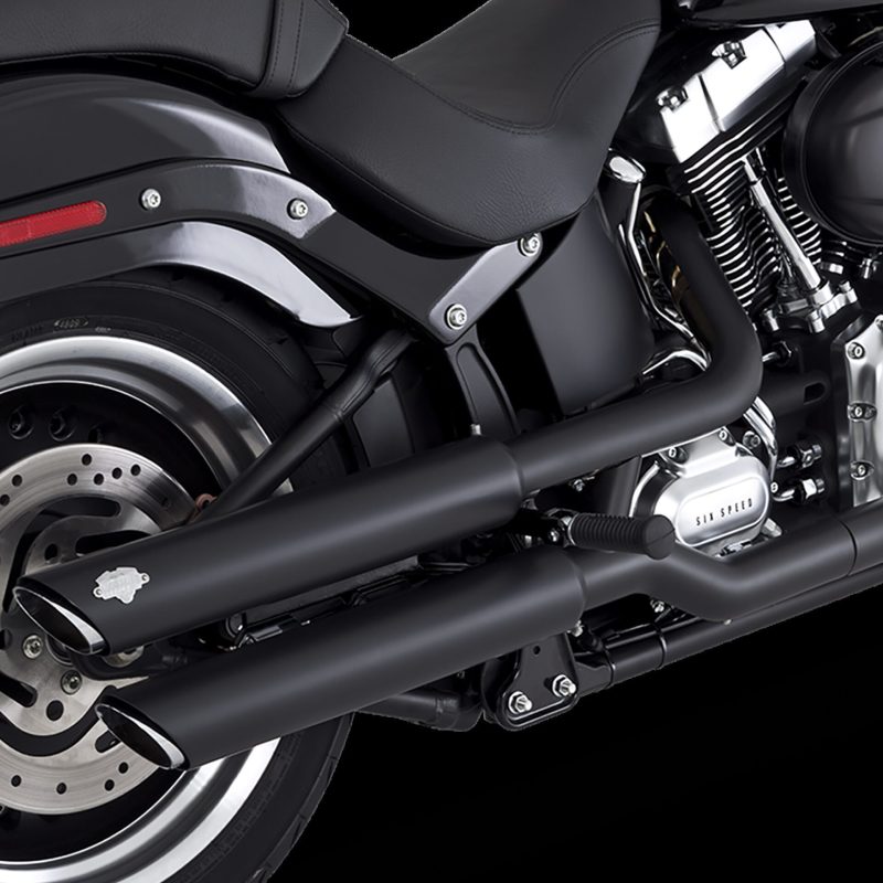 Vance and Hines 46343 Vance & Hines HD Softail 07-17 Fatboy Twin Slash Chrome Slip-On Exhaust - 46343