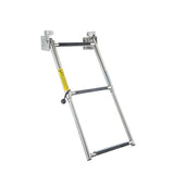 Stainless steel folding boat ladder for tele transom or step tele transom applications