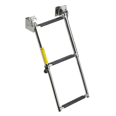 Folding stainless steel boat ladder for tele transom, 3-step tele transom ldr model