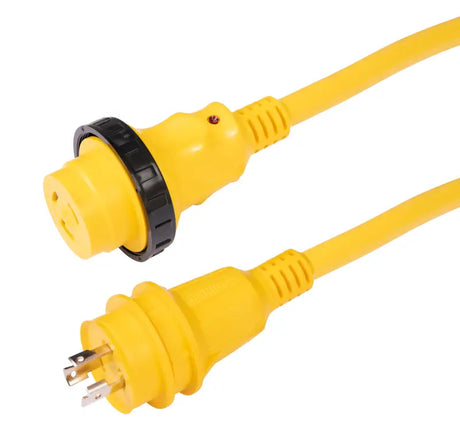 199119 Marinco Cordset 30A 125V 50' Yellow - Reliable Power Connection, High Visibility for Marine/RV