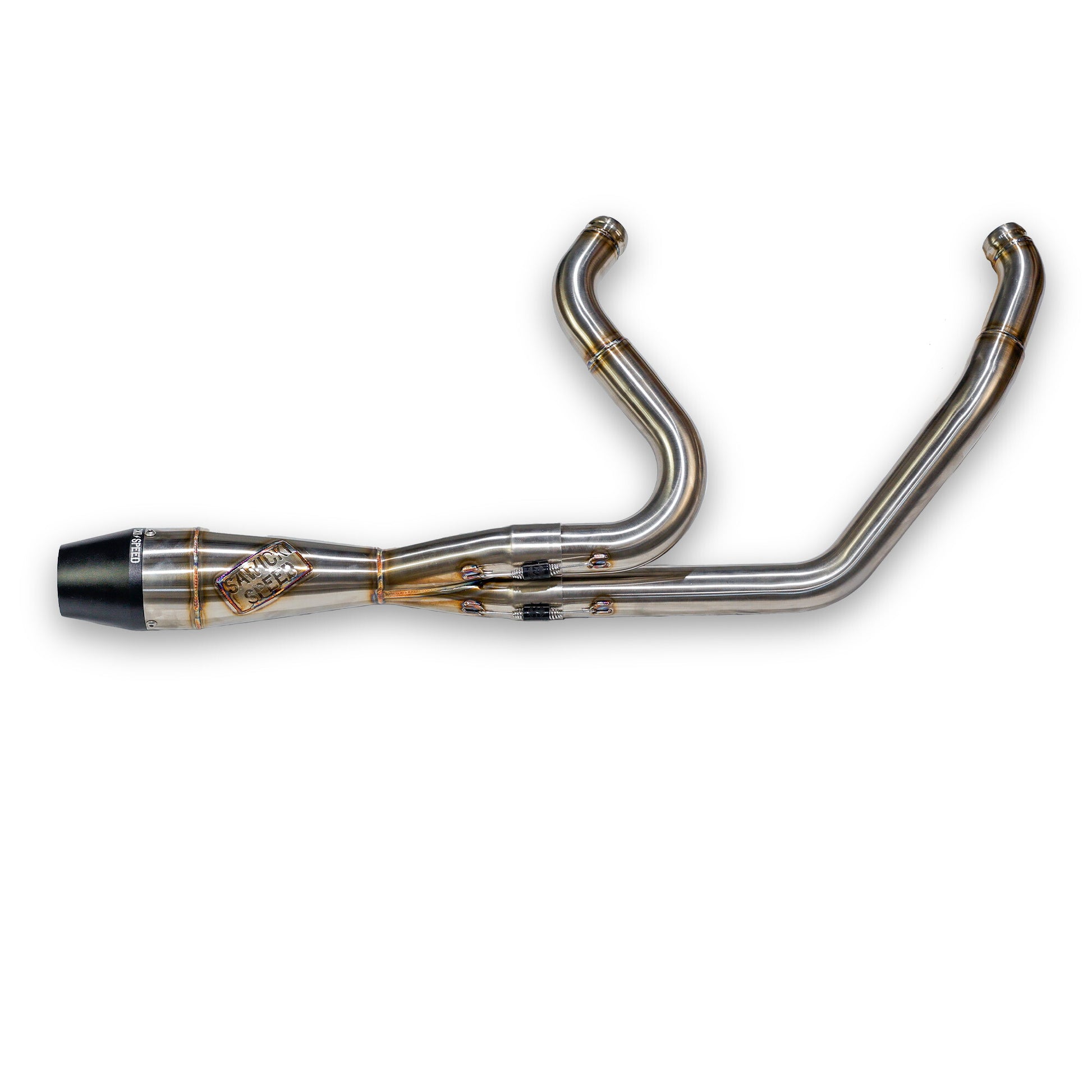 Sawicki Intmdtr M8 FLT Shorty Exhaust 930-02600 - Black Brushed SS End Cap
