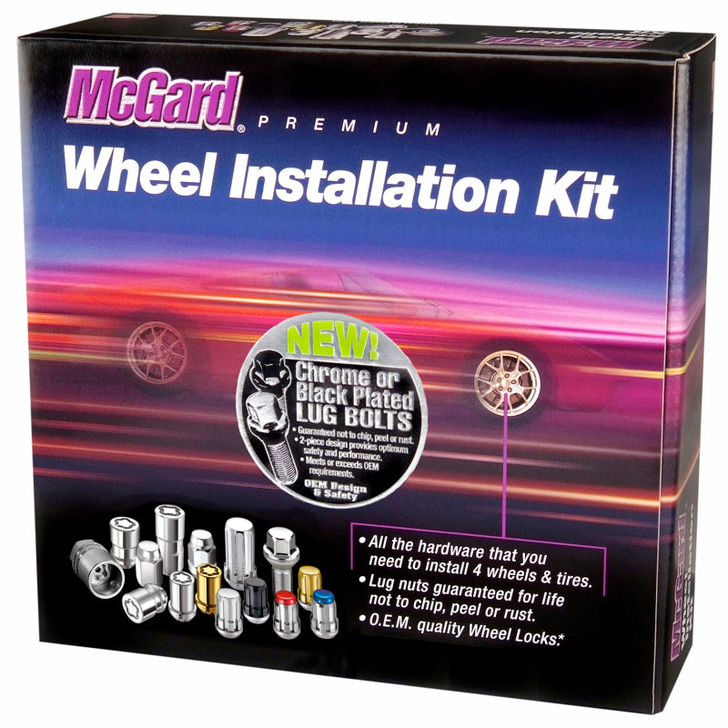 McGard 67200BK McGard 5 Lug Hex Install Kit w/Locks (Cone Seat Bolt) M14X1.5 / 17mm Hex / 28.0mm Shank L. - Black - 67200BK