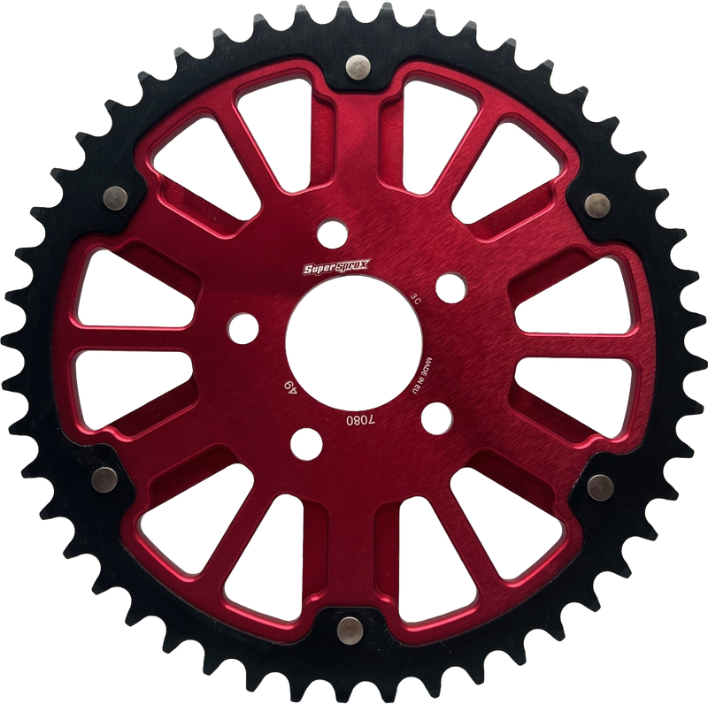 Supersprox Stealth 51T Rear Sprockets RST-7080:51-Red - Red Black Sprocket Alum Car Steel Teeth