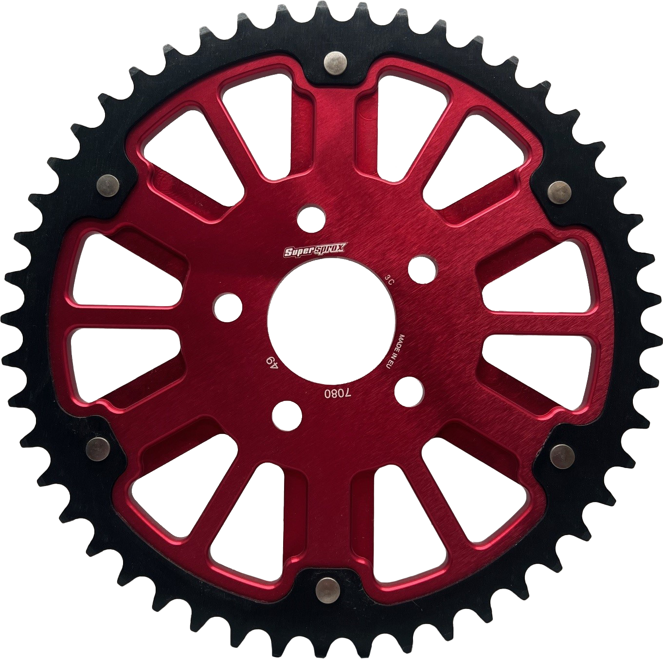Supersprox Stealth 51T Rear Sprockets RST-7080:51-Red - Red Black Sprocket Alum Car Steel Teeth