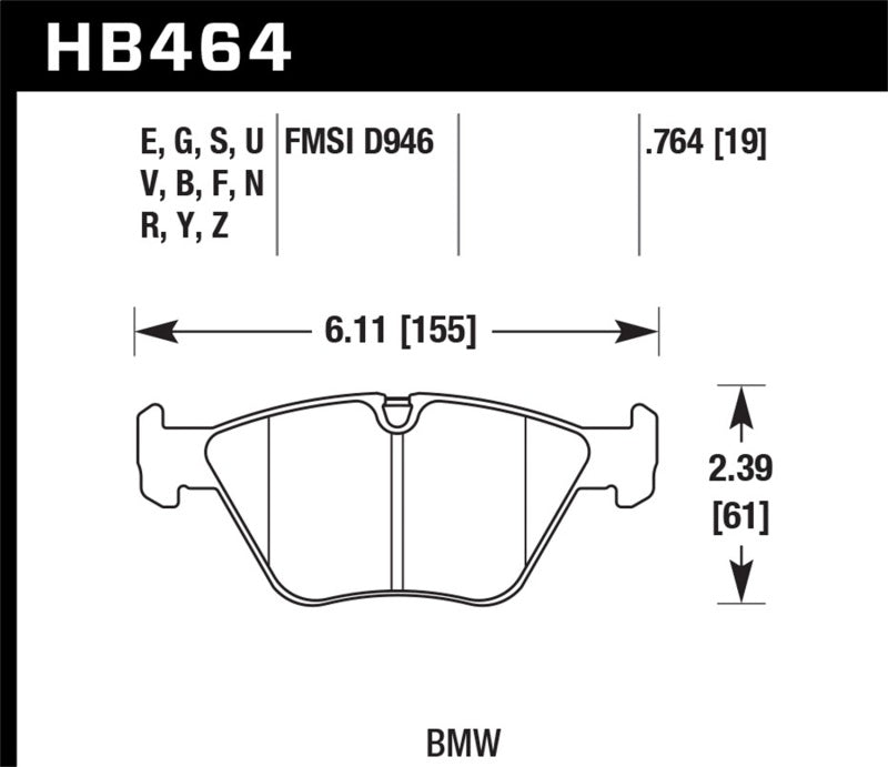 Hawk Performance HB464E.764 Hawk 01-06 BMW 330Ci / 01-05 330i/330Xi / 01-06 M3 Blue 9012 Front Race Brake Pads