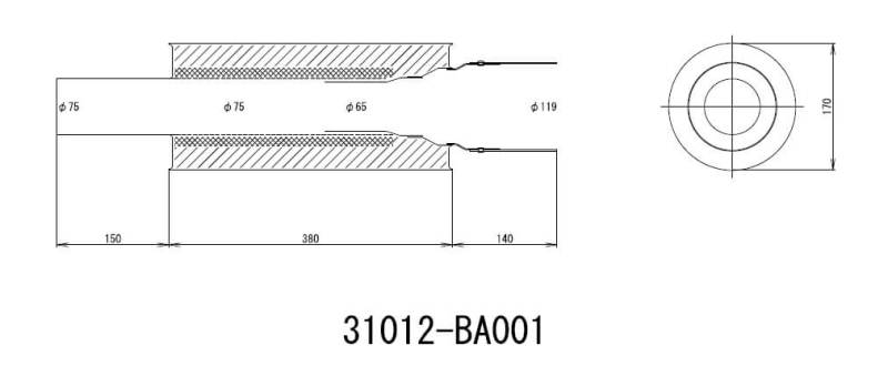 HKS 31012-BA001 HKS Universal Carbon-Ti Cat-back Exhaust - 170mm Shell/75mm Diameter