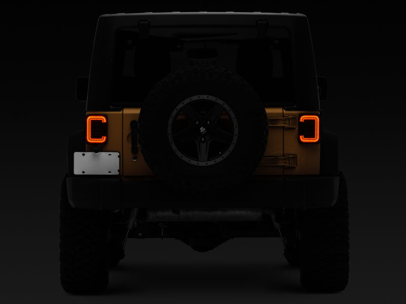Raxiom J138358 Raxiom 07-18 Jeep Wrangler JK Axial Series LED Halo Tail Lights- Black Housing (Dark Smoked Lens)