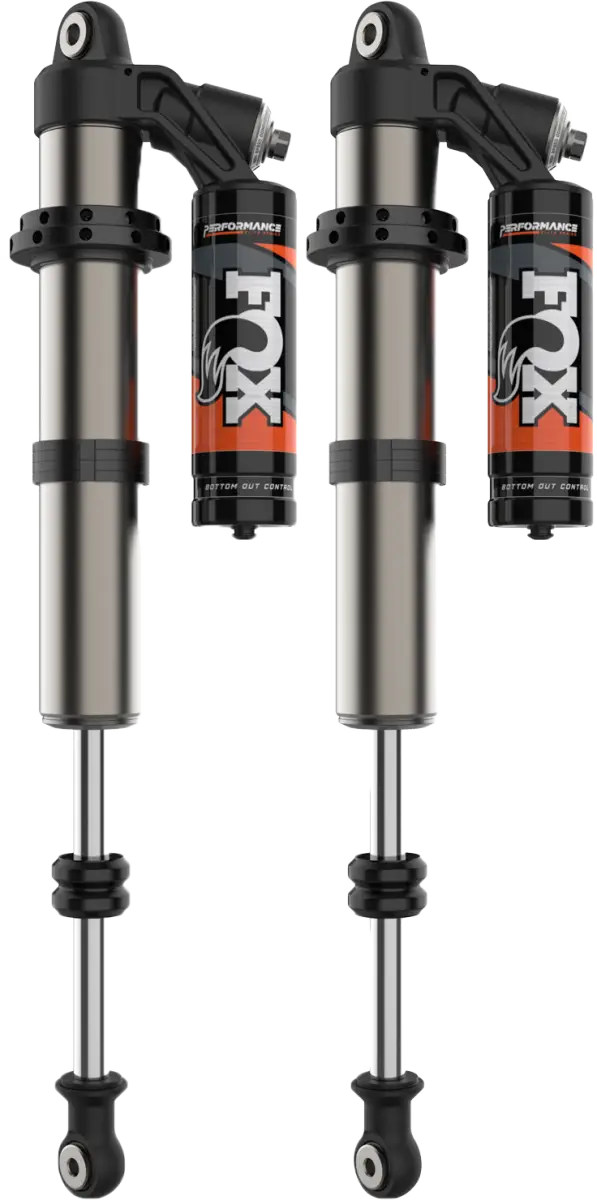 Two Fox Performance Series off-road shock absorbers for 2.5 Podium Rc2 Front Pol 4 Seat with dual-speed compression and wide-range rebound, perfect RV parts & accessories