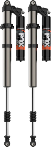 Pair of high-performance off-road shock absorbers with remote reservoirs for 2.5 Podium Rc2 Rear Pol 4 Seat, featuring dual-speed compression and wide-range rebound, ideal RV parts & accessories