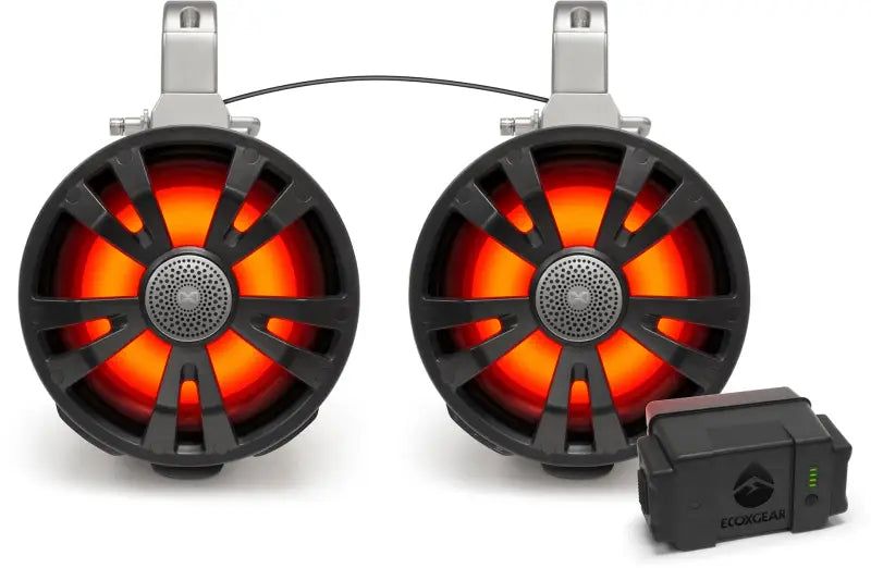 ECOXGEAR 2 Pack Black 8' Speakers One Amplified + Battery One No for Powersports