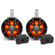 ECOXGEAR 2 Pack Black 8' Speakers Two Amplified + Two Batteries for Powersports