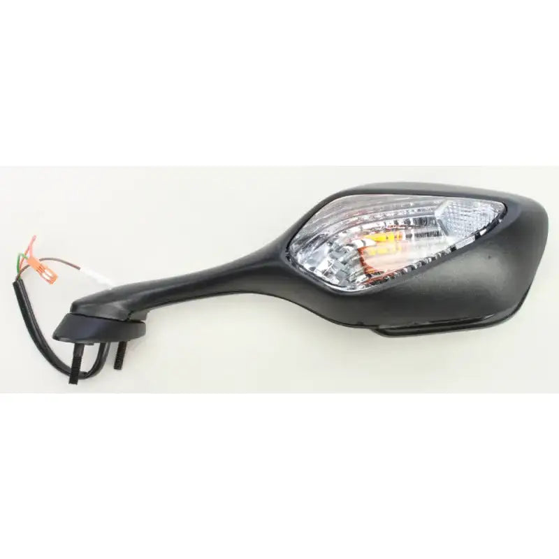 Car side mirror - black plastic body with integrated turn signal light and wiring, premium quality, by Mirror Left Hon.