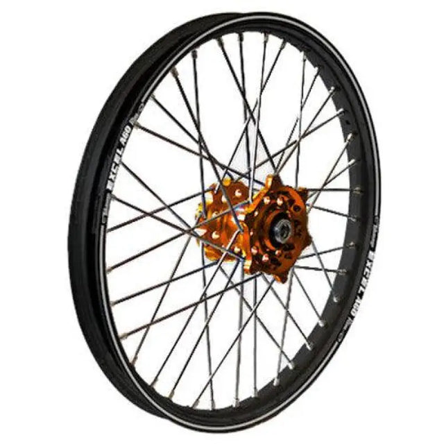 20-4181OB Dubya Front Wheel 1.40 X 19 Orange Kite Hub Black Rim - RV and Auto Parts