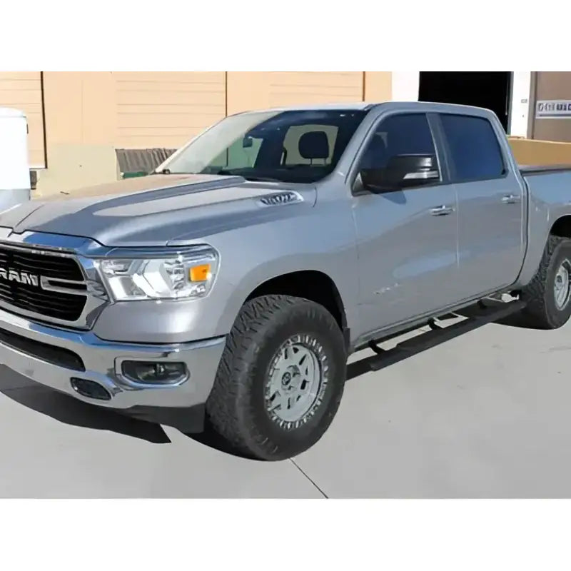 2002-0062BT Raptor 5' Slide Track Ovals Kit installed on a silver truck, showcasing sturdy construction and easy installation, enhancing your RV, automotive, powersports, off-road, marine, exterior, truck accessories, interior, truck bed, RV parts, Nerf Bars & Running Boards, AVADA - Best Sellers, Must Haves
