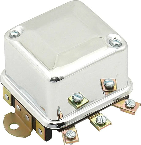 Chrome-plated automotive voltage regulator with screw terminals for 6V electro-mechanical voltage