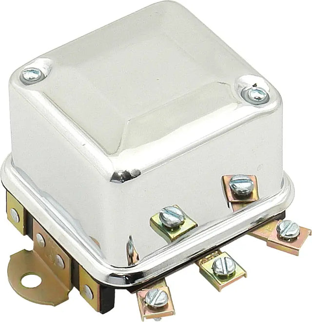 Chrome-plated automotive voltage regulator with screw terminals for 6V electro-mechanical voltage