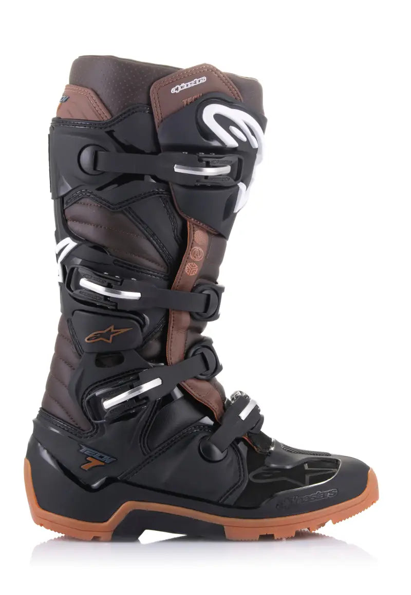 Black and brown motocross boot.