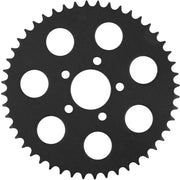 Textured black big twin flat sprocket with circular cutouts for 2000 13 Big Twin
