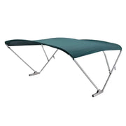 Green boat canopy with clear anodized Taylor Made Pwr-Arm Ii frame for durability