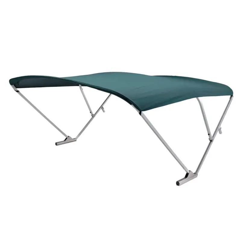 Green boat canopy with clear anodized Taylor Made Pwr-Arm Ii frame for durability