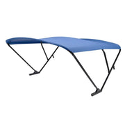 Blue pontoon boat canopy with Taylor Made black anodized frame for durability