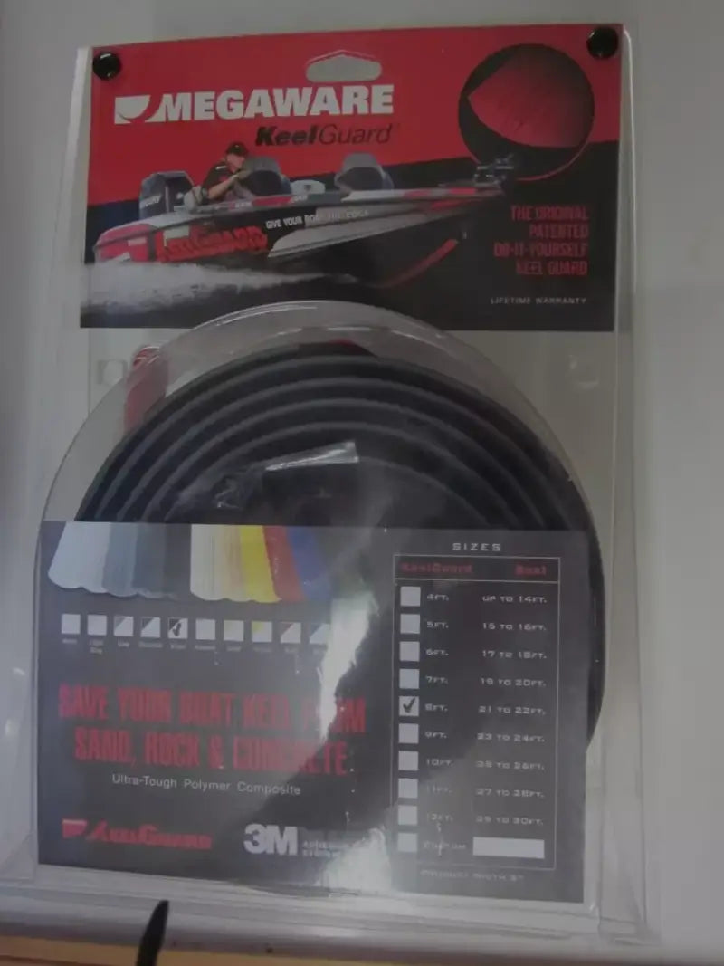 Megaware 20208 KeelGuard Bow Protector Black 8' for ultimate boat keel protection against abrasions and impact, featuring durable polymer composite and 3M adhesive system.