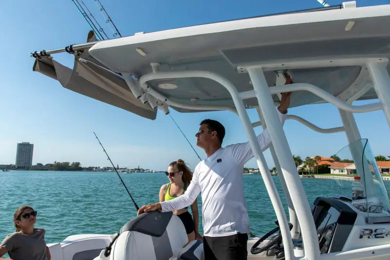 2021026264 Taylor Made Ptx Power Shade Ss 69 Inch Wide Tan - Boat T-Top Extension