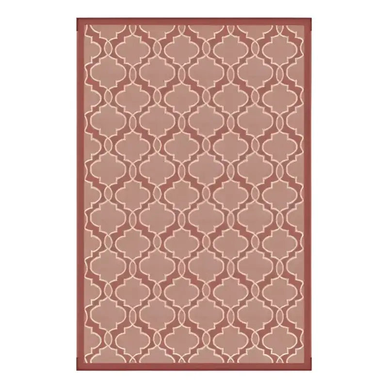 Lippert All Weather 8'X12' Terracotta outdoor rug with stylish geometric pattern.