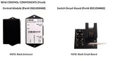 Image of 2021034402 Lippert 11477-D Switch Circuit Board (Iso G) alongside Control Module for superior electronic system upgrade, showcasing black enclosure and circuit board components.